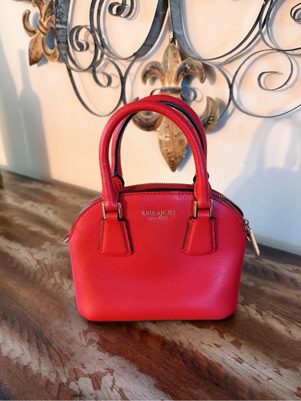 kate spade red mini dome satchel purse
